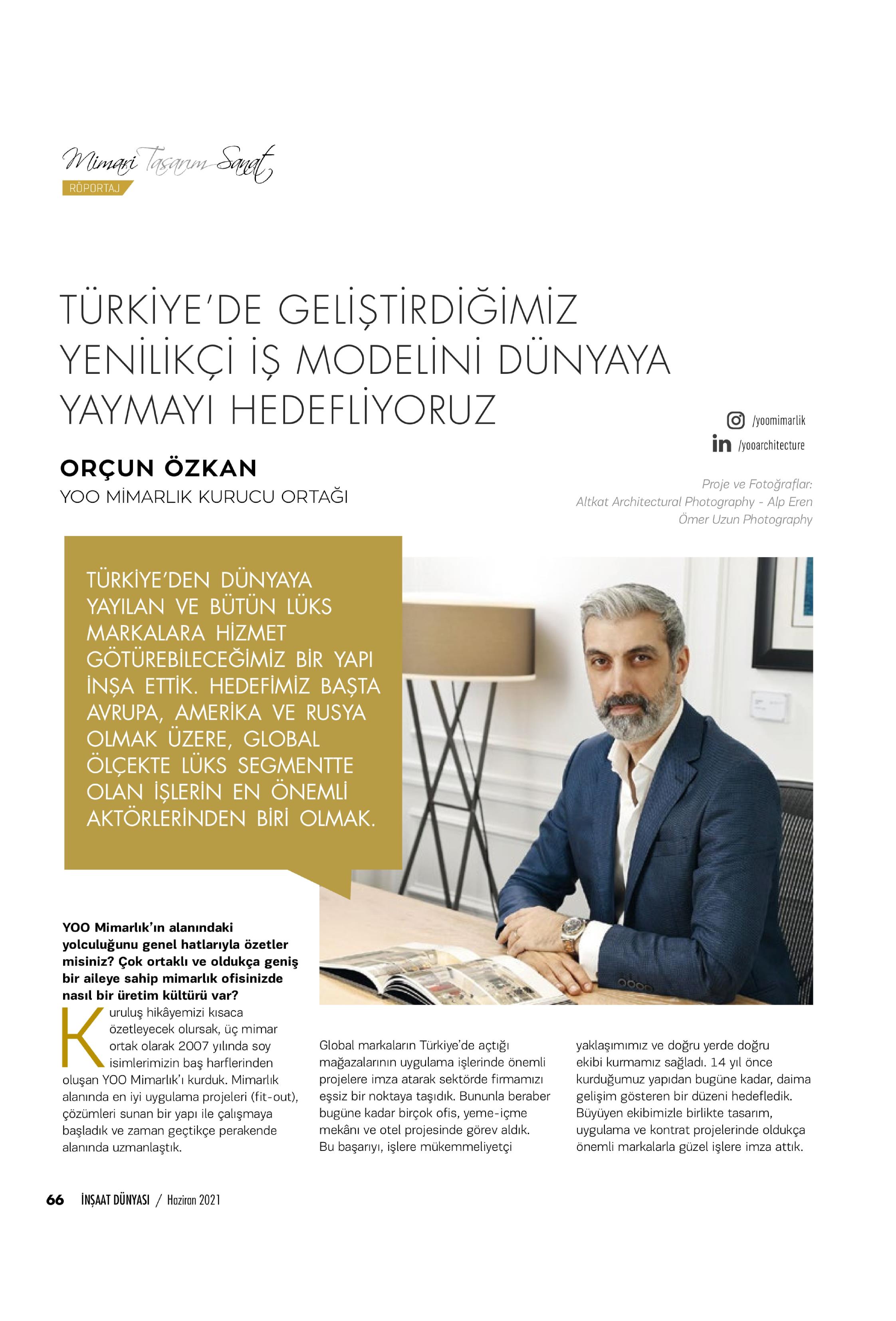 İnşaat Dünyası Dergisi / YOO Mimarlık